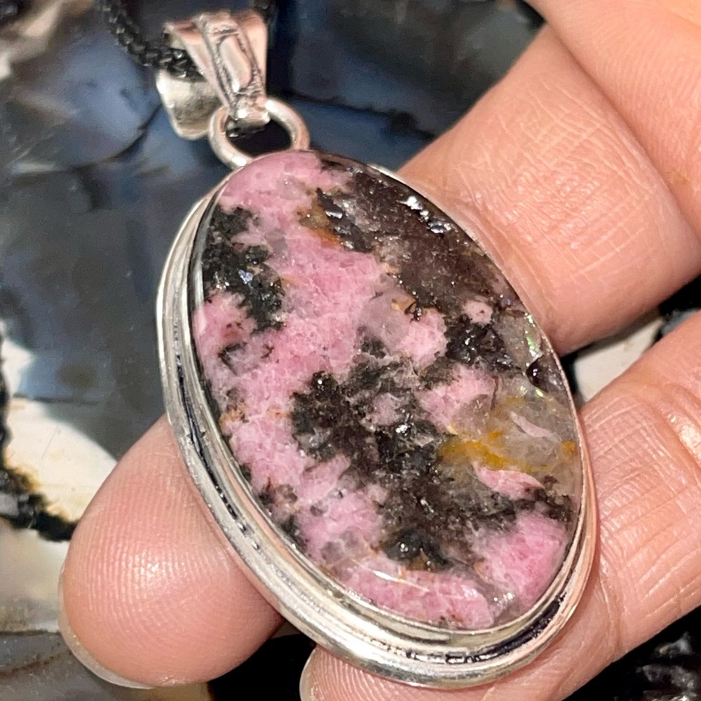 Earthy Rhodonite Pendant 2”